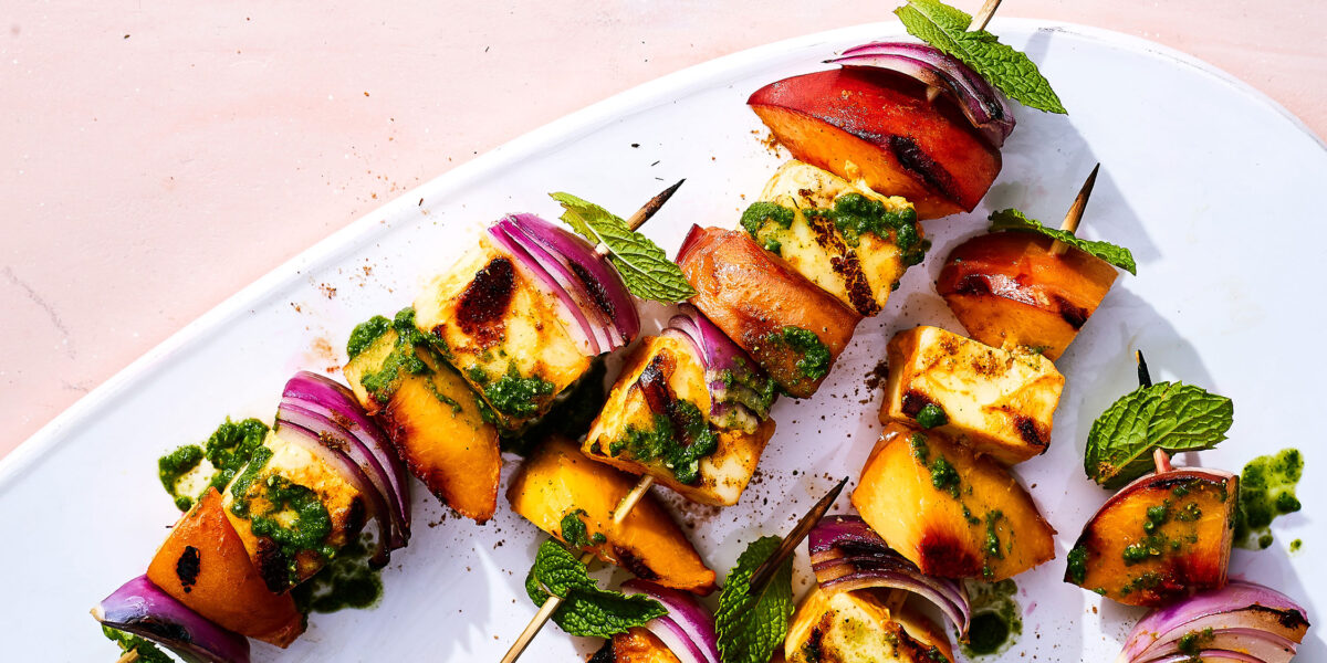 Paneer Tikka Peach Mint Skewers