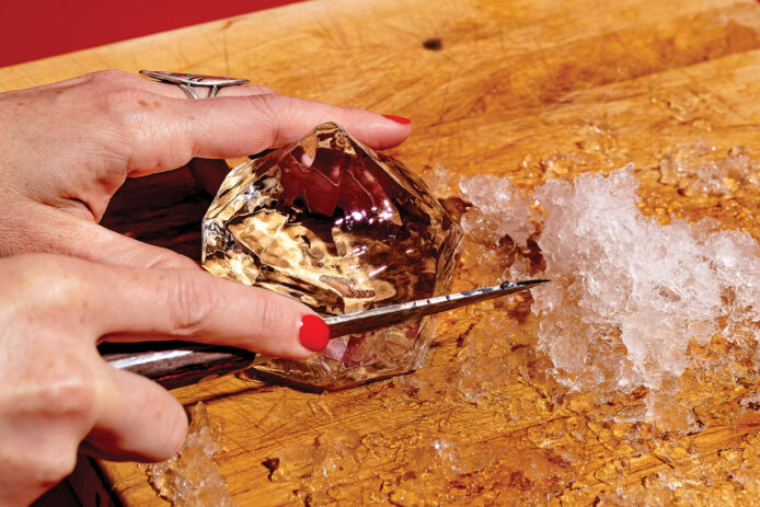 Hand-Cutting an Ice Diamond