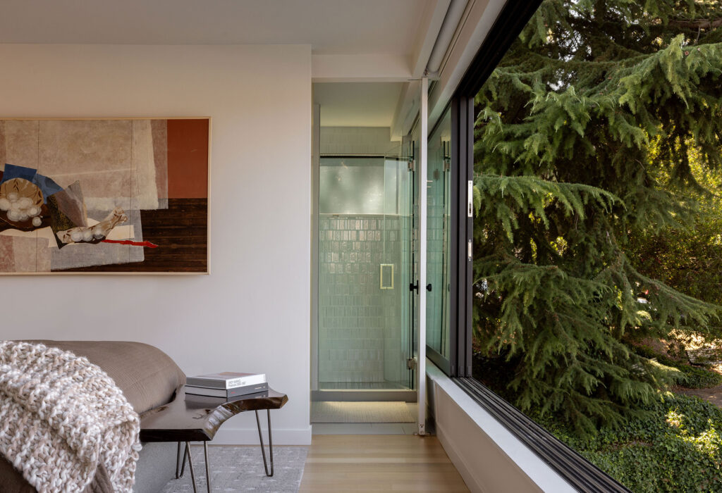 Primary Bedroom in Seattle Houseboat by NB Design